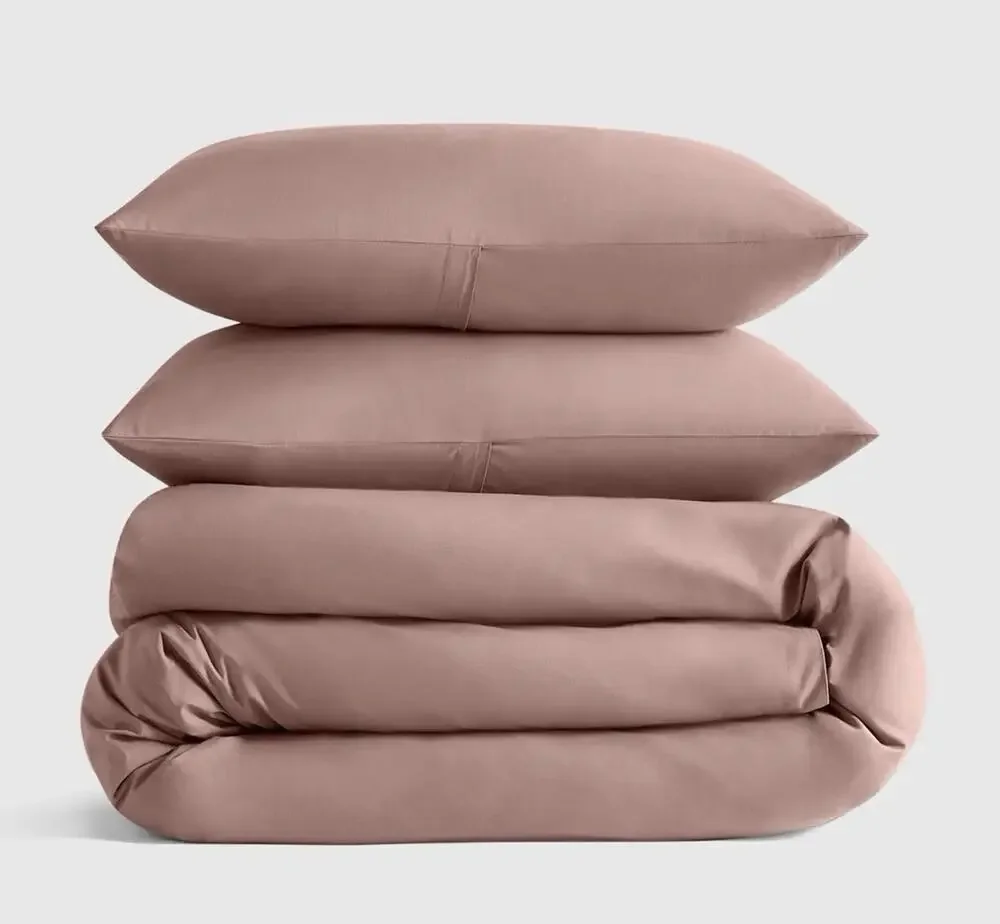 Quince Organic Crisp Percale Duvet Cover Set King Cal King Fig w/ 2 King Shams